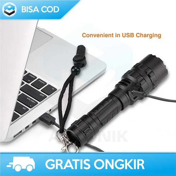 SENTER LED SUPER TERANG JARAK JAUH 65000 LUMENS TAFFLED 701 ORIGINAL