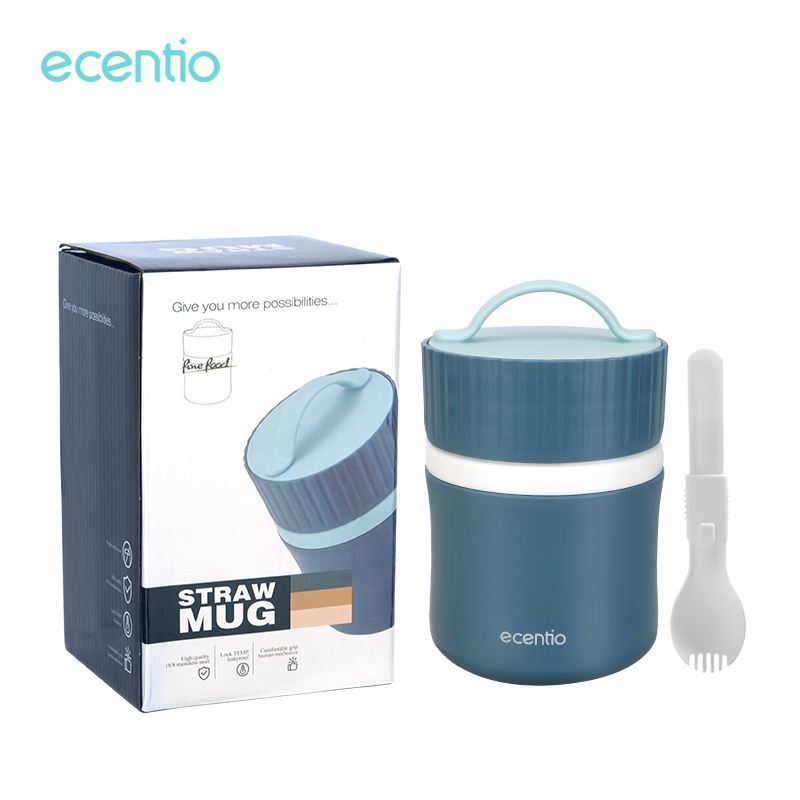 ecentio cangkir sup anti tumpah free sendok 480ml wadah sup portable mug mangkuk sup soup cup tahan panas BPA free