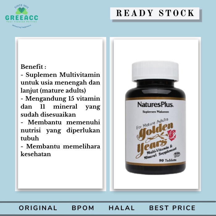 {candrastore} Nature's Plus Golden Years 90 Tablet Natures Multi Vitamin Mineral Limited