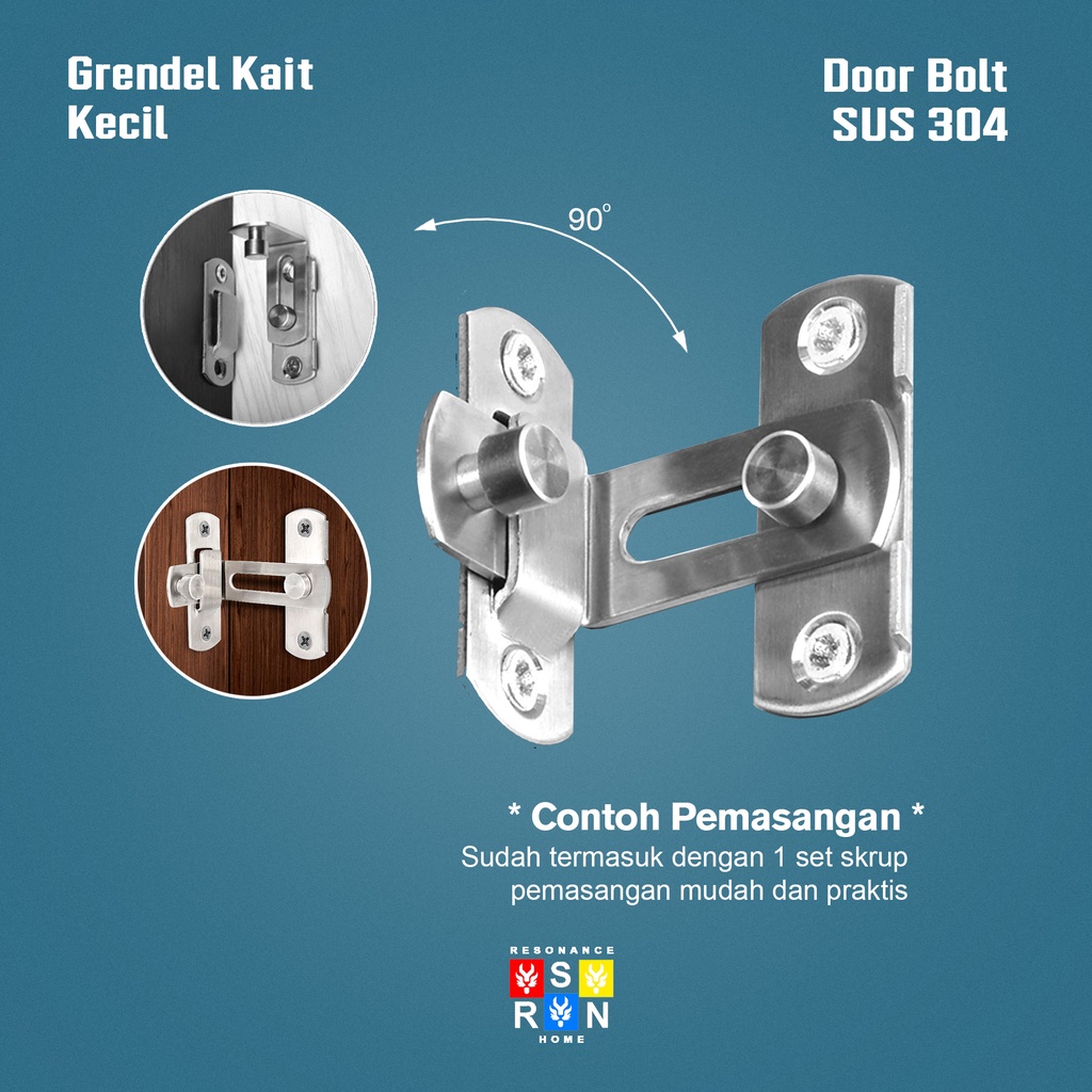 Grendel Kait Siku Sus 304 / Slot Pintu Geser Sliding Size Kecil Resonance Home