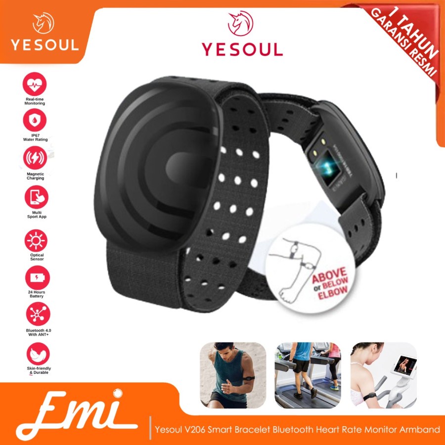 Yesoul V206 Smart Bracelet Bluetooth Heart Rate Monitor Armband Resmi