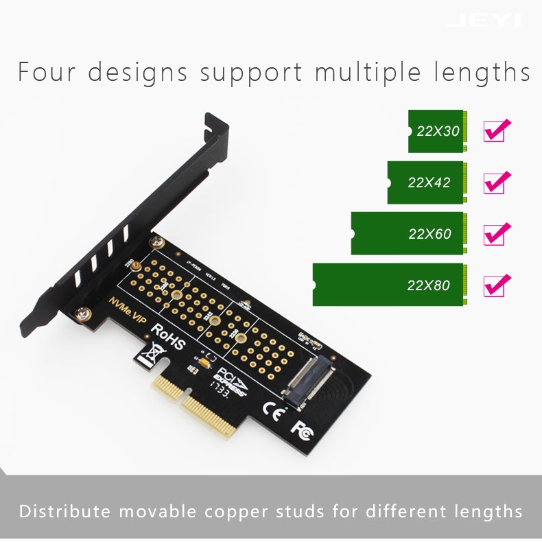 JEYI M.2 NVME to PCI-E 3.0 X4 Expansion Card - SK4 - Black