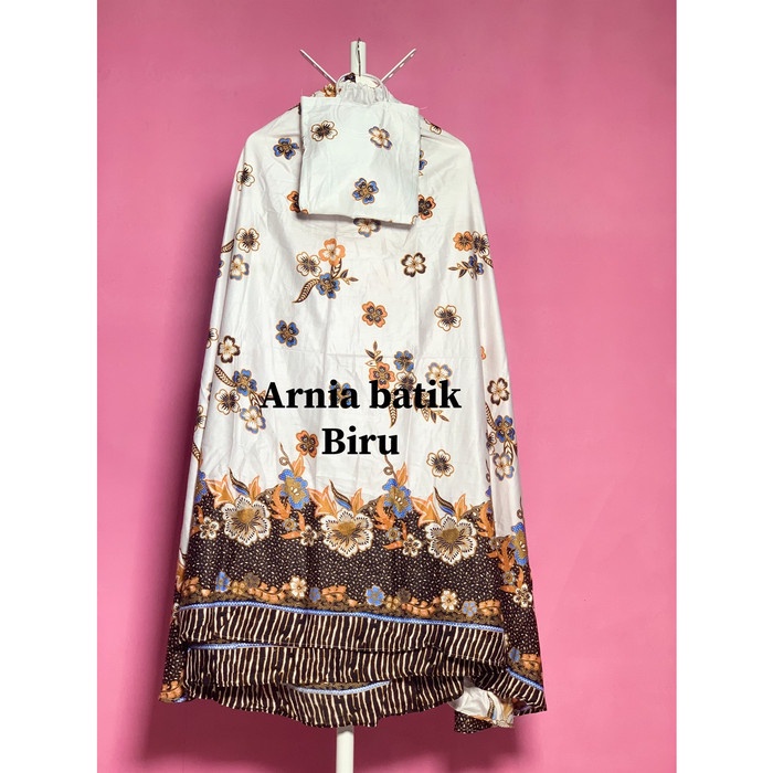 MUKENA DEWASA BALI ARNIA BATIK MUKENA CANTIK - GARIS BIRU