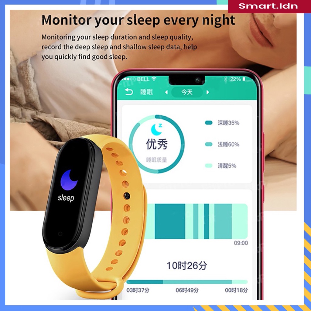 Jam Tangan Pintar Smartwatch M7 M6 Pelacak Detak Jantung Pedometer Monitor Tekanan Darah