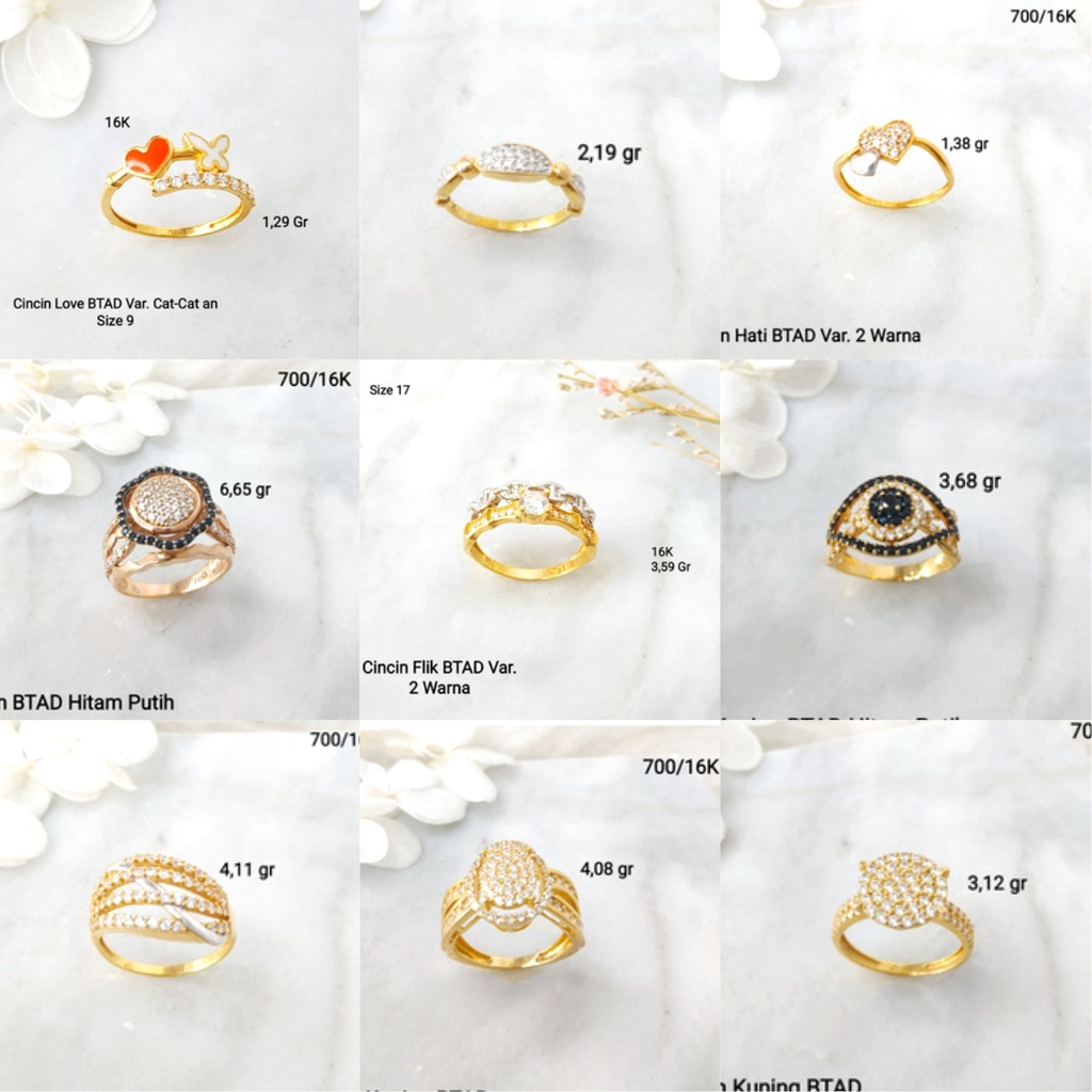 Cincin Fashion Perhiasan Emas Warna Kuning Kadar Emas Tua 700/16K CC3B