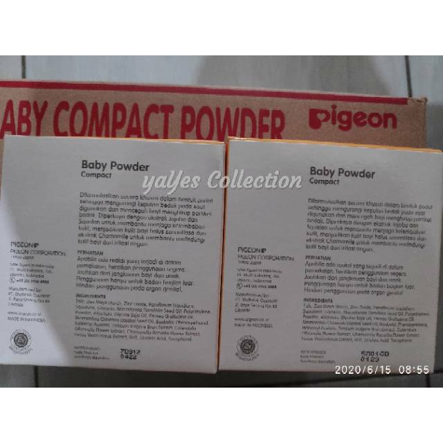 Bedak Padat bayi pigeon 45 g baby powder compact refill plus puff refil pegeon skin kulit sensitif