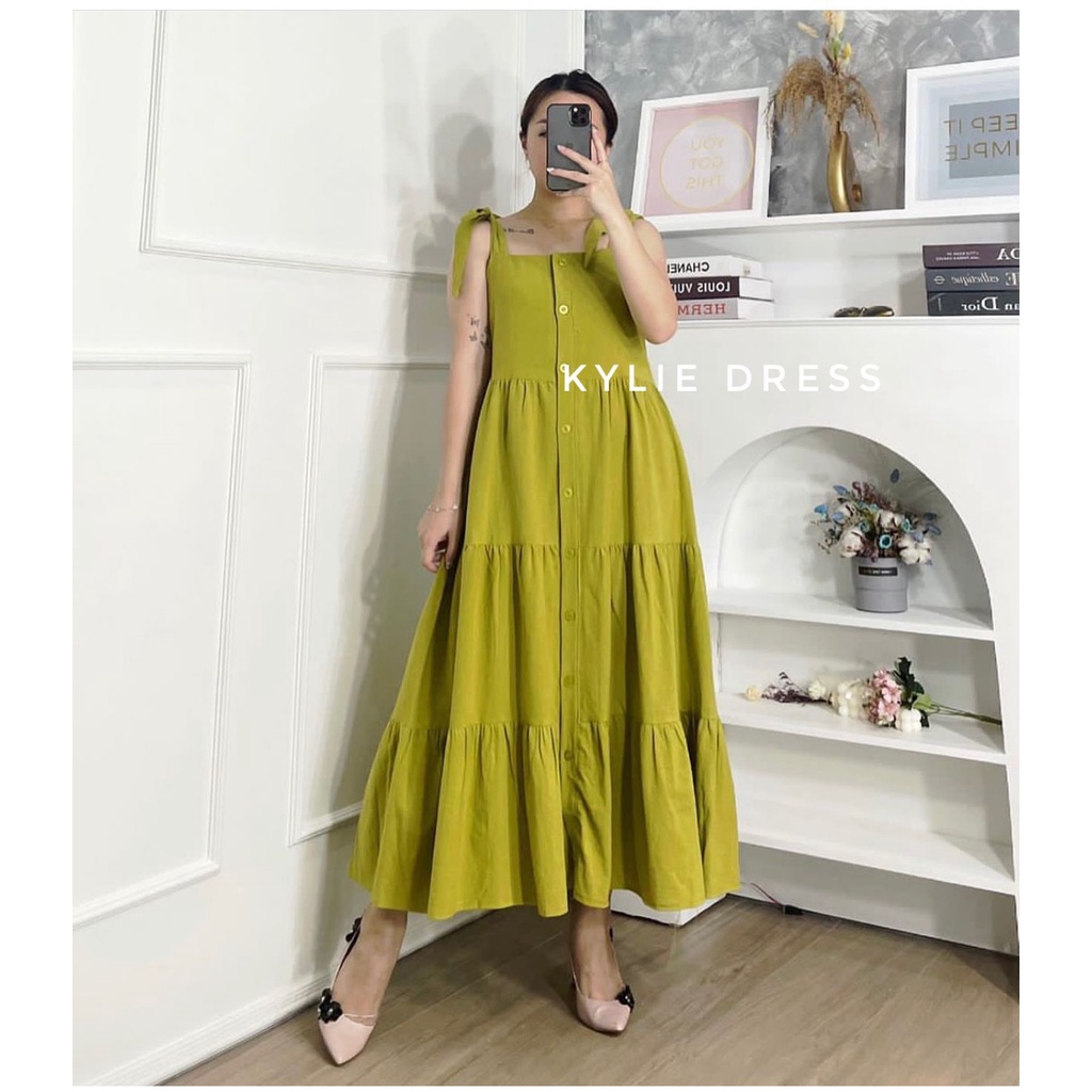 ALFAZZA Kylie Dress Overall Rayon Twill Full Kancing Kekinian All Size