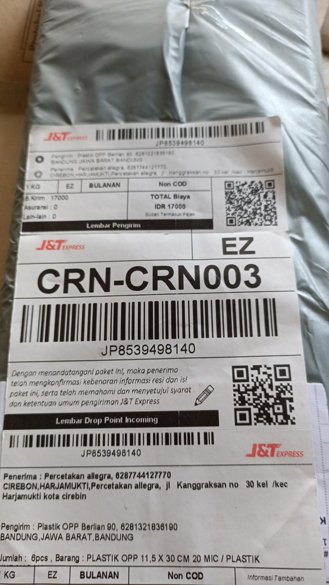 Plastik Opp 11,5 X 30 Cm 20 Mic / Plastik Undangan