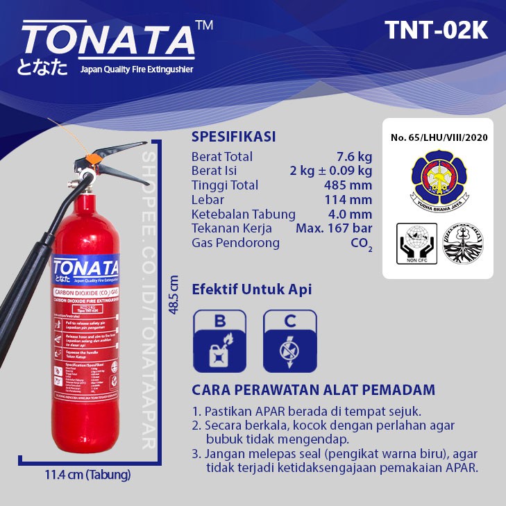 APAR 2KG Karbondioksida (CO2) TONATA / Set Komplit