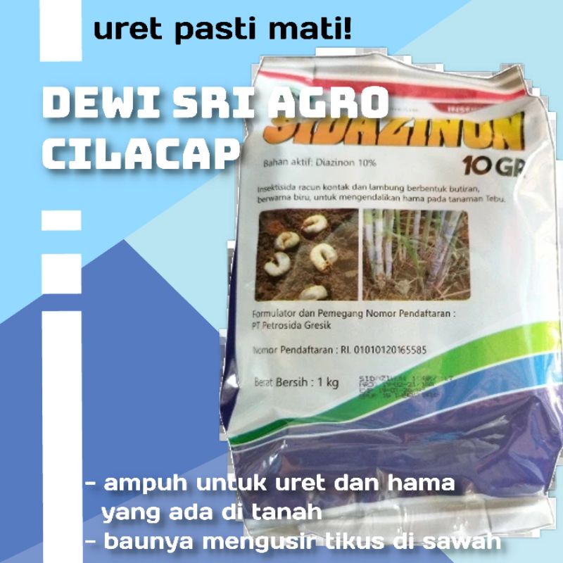 Pembasmi hama uret dan pengusir tikus sawah Sidazinon 10 GR kemasan 1 kilo