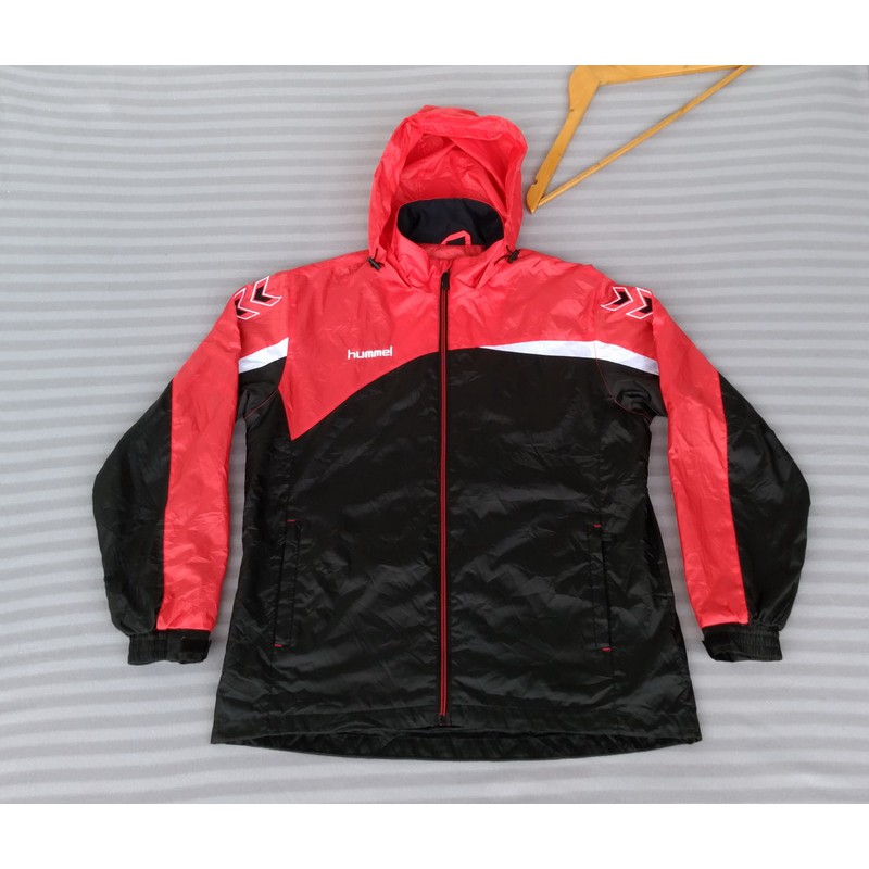 JAKET OLAHRAGA HUMMEL MERAH HITAM L - JACKET SPROTS OUTDOOR PARASUT WATERPROOF SECOND
