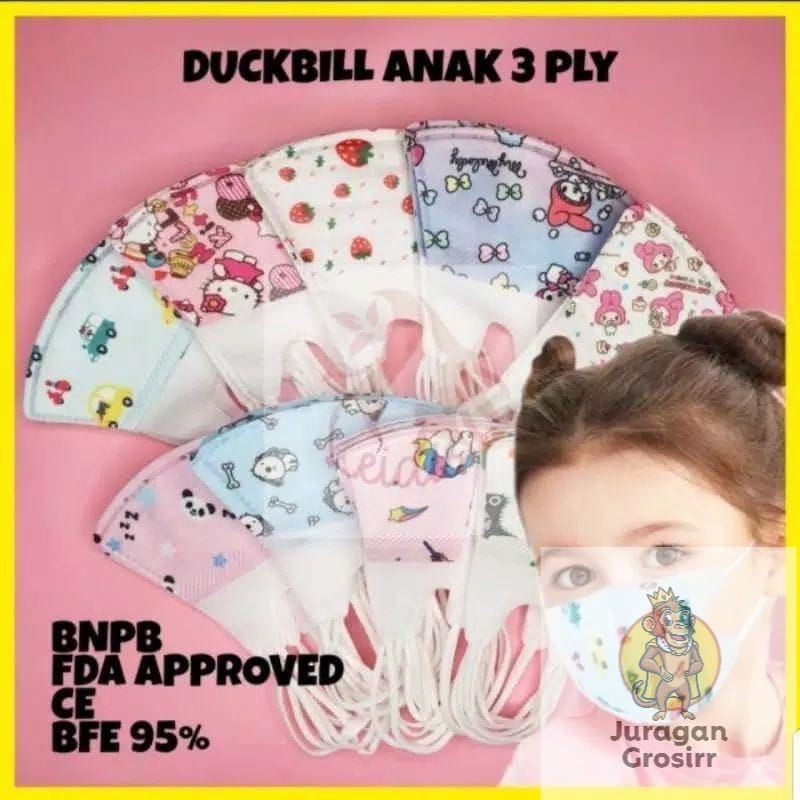 JG - MASKER BAYI ANAK DUCK BILL MASKER 1 - 3 TAHUN DUCKBILL 3 PLY ANAK MASKER BTS MASKER HIJAB KF