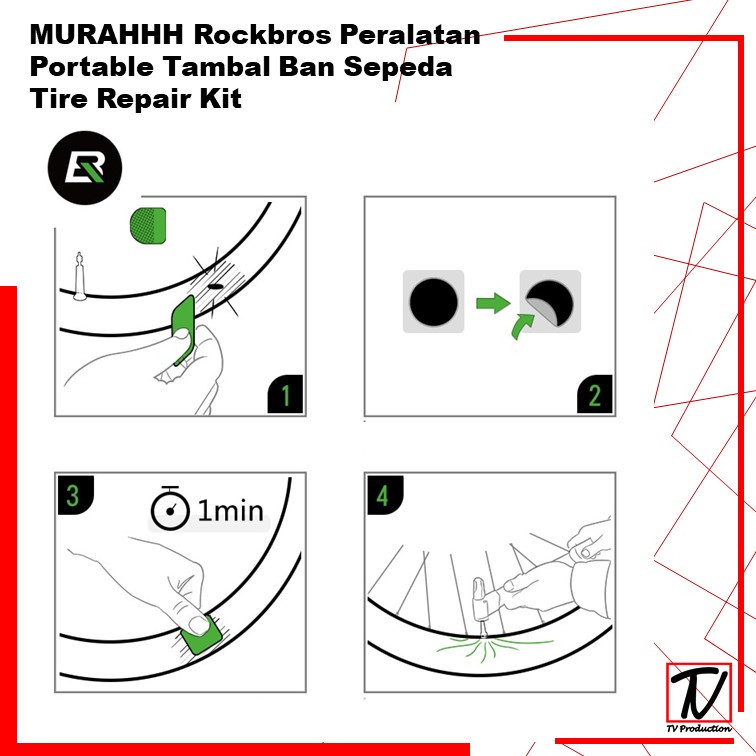 ROCKBROS Peralatan Portable Tambal Ban Sepeda Tire Repair Kit