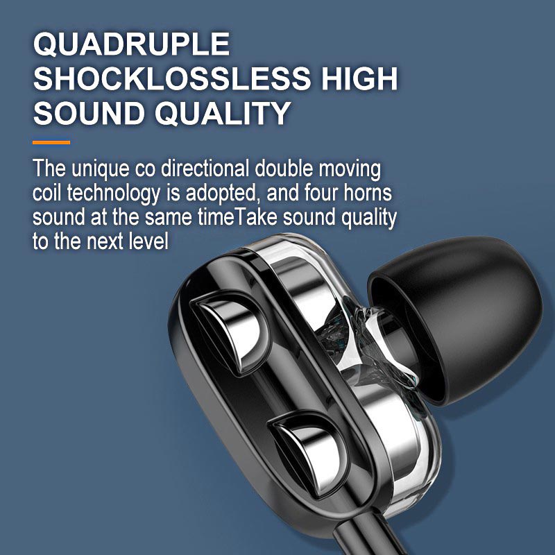 (COD) 4D Bass Earphone Headset Gaming Dual Hifi Stereo Bass Dengan Mic Dan Kabel Ukuran 3.5mm Untuk Android