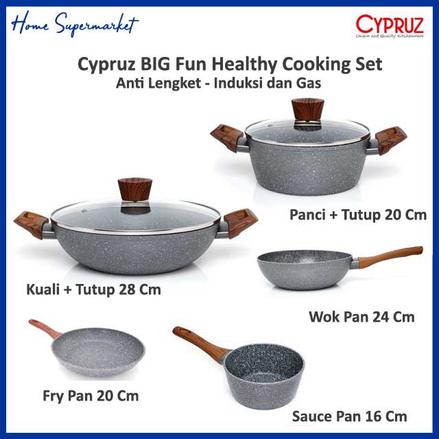 Jual Panci Marble Set Frypan Wokpan Sauce Pan Omellet Pan Frying Pan Wajan Kuali Anti Lengket