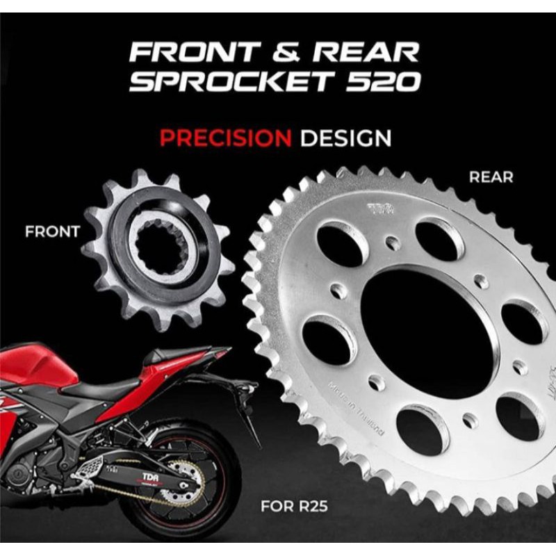 Gear Gir Depan + Belakang TDR R25/MT25/NINJA250 FI/KARBU / RR MONO