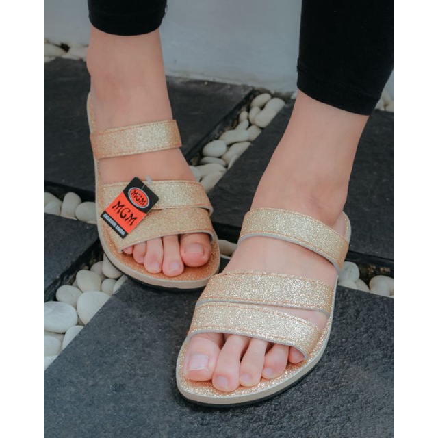 SANDAL WANITA MGM BAN 2 GOLD CEWEK PEREMPUAN