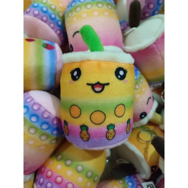 Gantungan Kunci Boneka Boba Rainbow Pelangi Terbaru Lucu Imut Ukuran 15cm