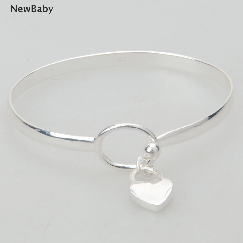 NewBaby New Women 925 Silver Plated Charm Peach Heart Bangle Bracelet Cuff High Quality ID