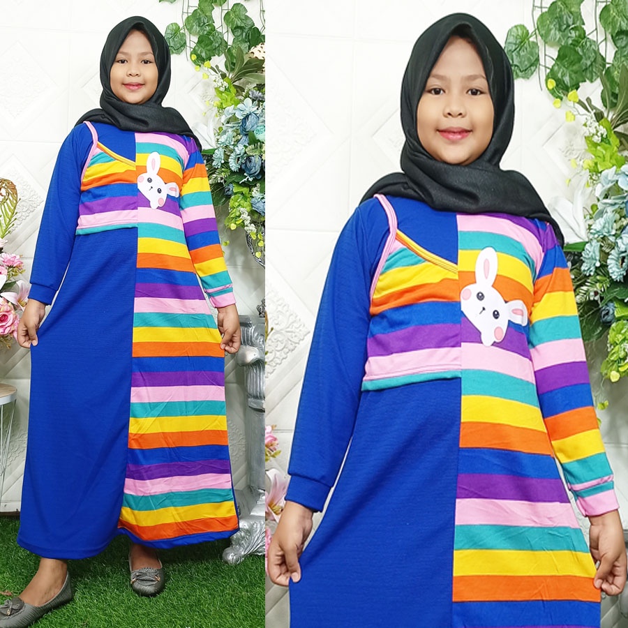 GAMIS KELINCI RABBIT PELANGI ANAK 6-12tahun CARLINAFASHION