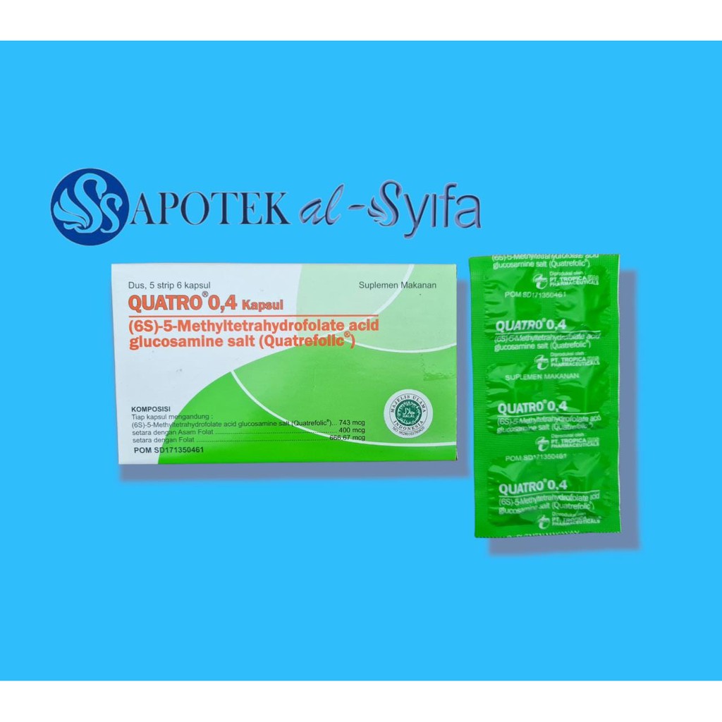 QUATRO 0,4 0.4 MCG - Asam Folat 0,4 mcg (1 strip 6 kapsul)