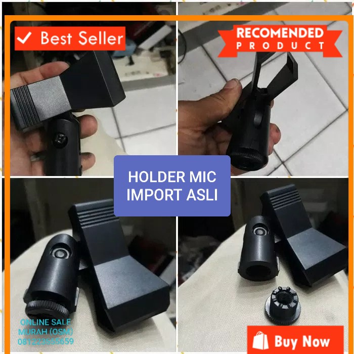 ORIGINAL jepit Holder mic import asli jepit capit mik hanger microphone mikrophone acecoriss pegangan gantungan universal serba guna LH  BISA SEGALA JENIS MIC BAHAN IMPORT  lebar lubang depan 2,7cm diameter lubang dalam 1,6cm lebar jepitan 4,5cm.