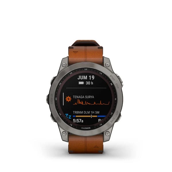 Garmin Fenix 7 Sapphire Solar Chestnut Leather Band - Garansi TAM 2 Tahun