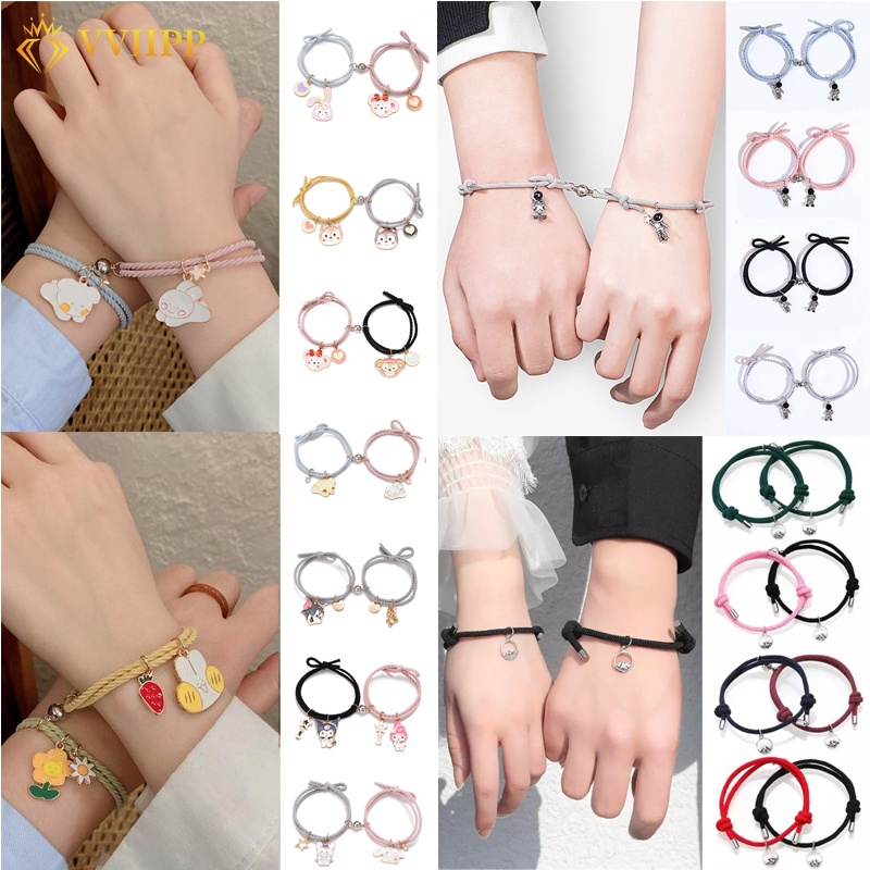 Fashion Color Couple Bracelets Round Magnetic Buckle Woven Adjustable Bracelet Jewelry Accessories