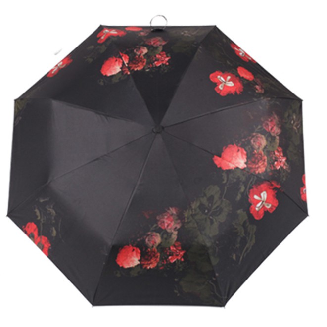 Payung Hitam Motif Bunga / Payung Hitam Pekat Simple Polos Motif Bunga Elegan / Black Umbrella