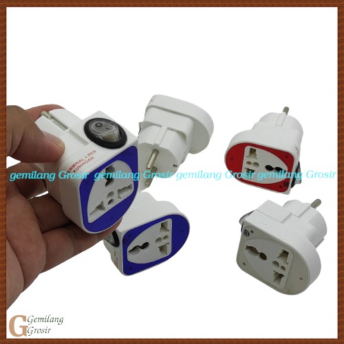 Colokan Sambungan Serbaguna Penghubung Adaptor / Charger Laptop Casa Hp Iphone Gepeng Pipih Ke Bulat 3 Lubang 2 Kaki - Colokan Over Steker Saklar On Off Merk LOYAL - Saklar Multi International Merk Loyal Dengan Saklar On Off