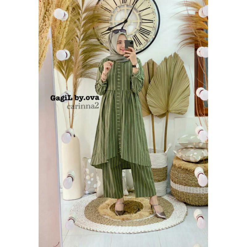 Tunik Set Casual Muslimah Busui Salur Carinna Ori by Gagil