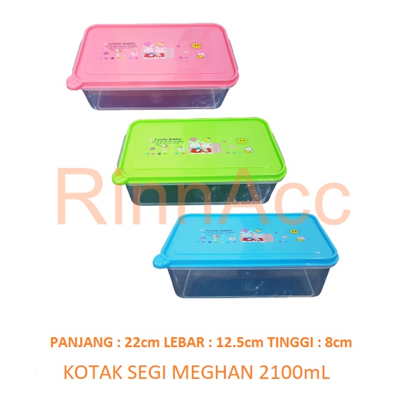 Tempat Makanan Tebal 2100mL / Toples Plastik Segi Sealware Kotak Meghan / Wadah Kotak Bekal Serbaguna