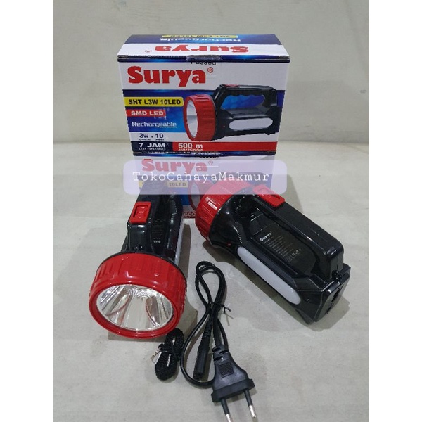 Senter Cas Rechargeable Surya SHT L3W 10 LED SMD LED / Senter Emergency