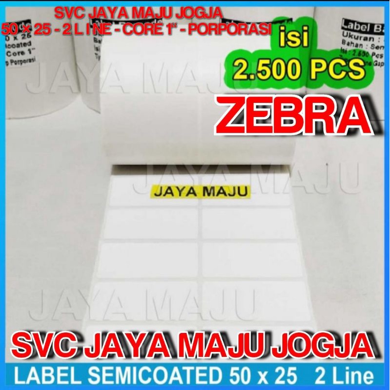 

[ ZEBRA ] 50 X 25 SEMICOATED - 2 LINE - FACE IN - ISI 2.500 PCS || CORE 1" || LABEL BARCODE PAKAI RIBBON THERMAL TRANSFER - BUTIK DISTRO FASHION || 50X25 - GC420T GK420T GK888T GT820 ZD220 ZD230 ZD420 ZD421 ZD888 ZD888CR ZD888T - ISI 2500 PCS