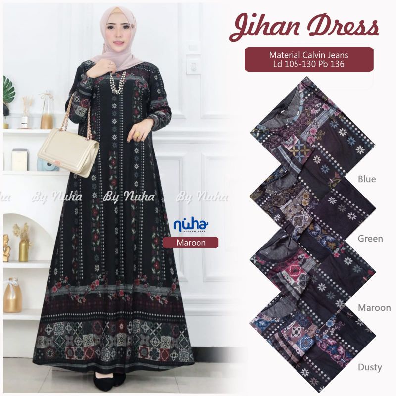 JIHAN DRESS GAMIS BAHAN CALVN JEANS