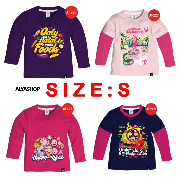 PROMO Kaos Afrakids Lengan Panjang - Kaos Anak Muslim SIZE S (untuk size M, L, XL &amp; XXL ada di etalase yang berbeda)