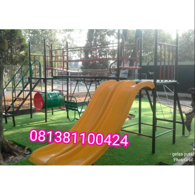 Playground besar galvanis besi anti karat mainan outdoor anak set fiber perosotan free ongkir jkt