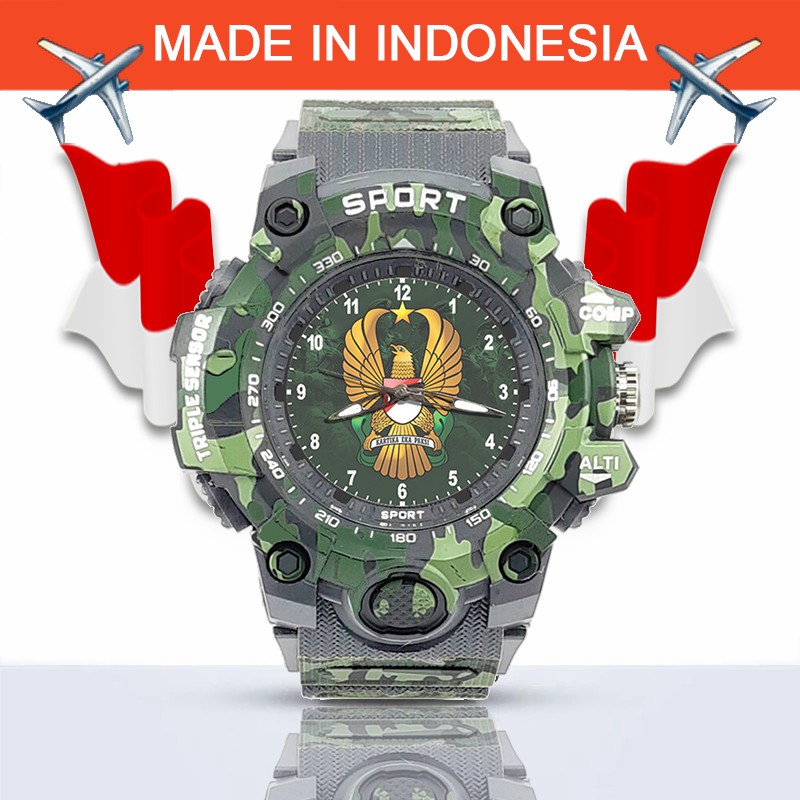 {Istimewa} Jam Tangan TENTARA NASIONAL INDONESIA (AD) -Abu-Abu Army Water Resistant