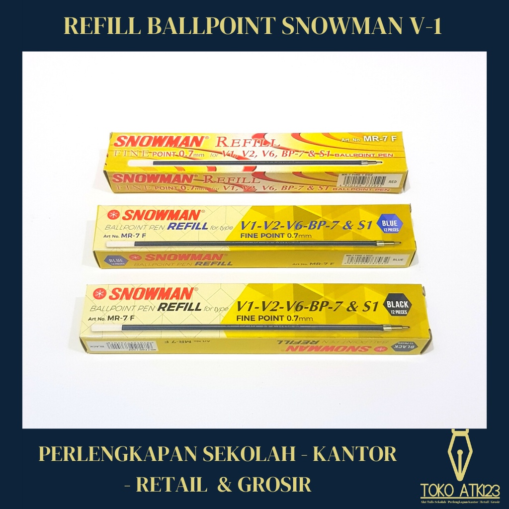 REFILL Ballpoint / Bolpen / Pulpen Snowman V1 V2 V6 BP-7 S1 Htm Br Mrh