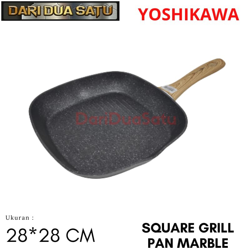 Yoshikawa Square Grill Pan Marble 28 cm Wajan Grill Pan