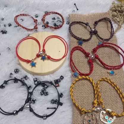 2 PCS GELANG MAGNET COUPLE TERMURAH PERSAHABATAN gelang huruf / gelang nama / gelang inisial / gelan