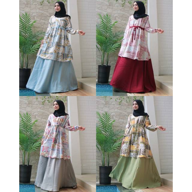 Gamis Bunga Polos Gamis harian rumahan