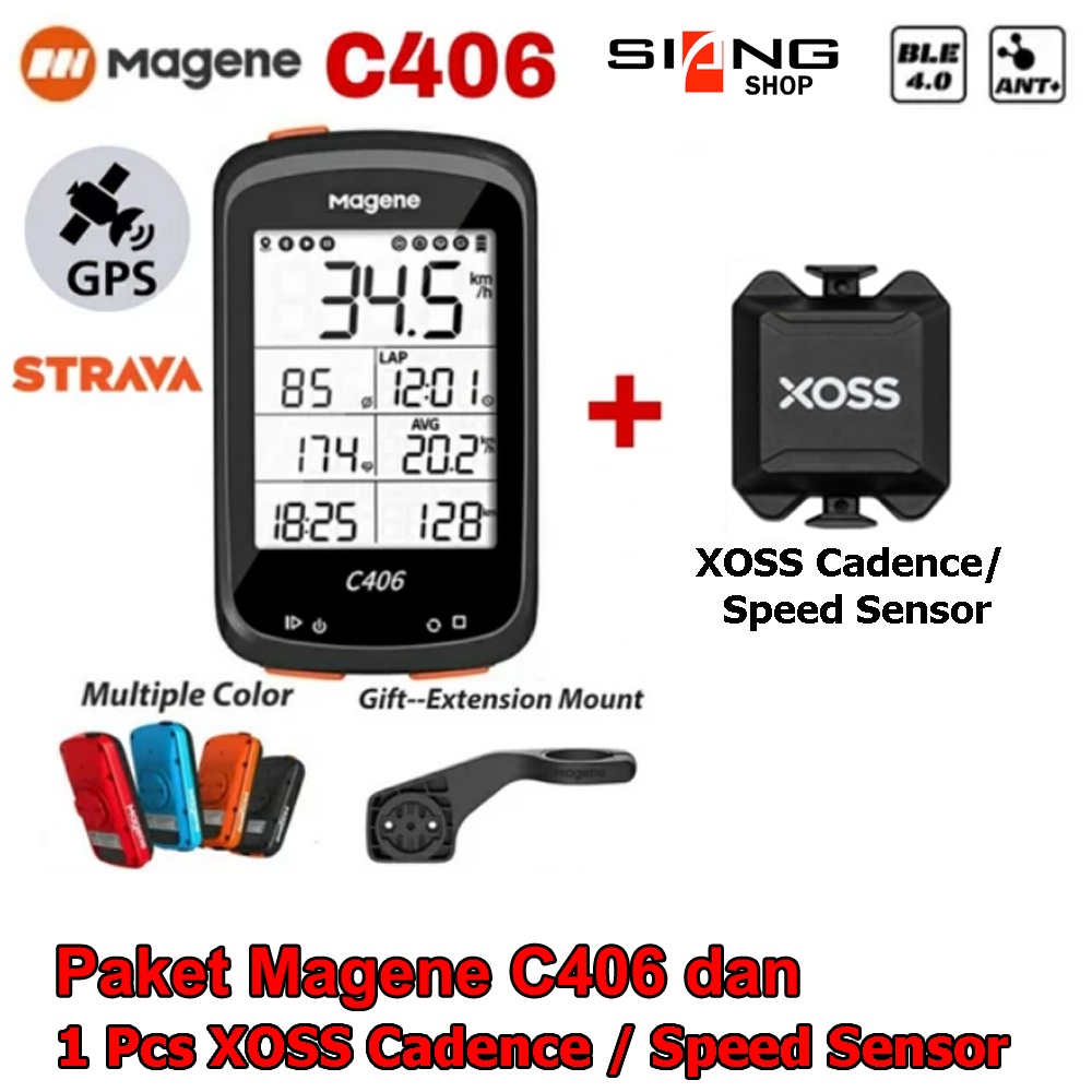 Cyclocomp / Speedometer sepeda Magene C406 bundling XOSS Cadence/Speed