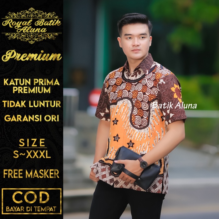 Batik Pria Lengan Pendek Baju Kemeja Premium Mahal Berkelas Cocok Untuk Kerja Kantor Formal Casual A