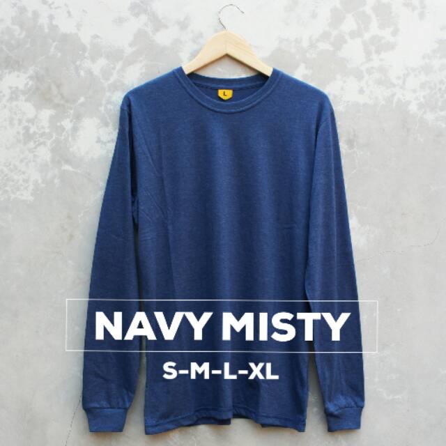 Kaos polos longsleeve navy misty