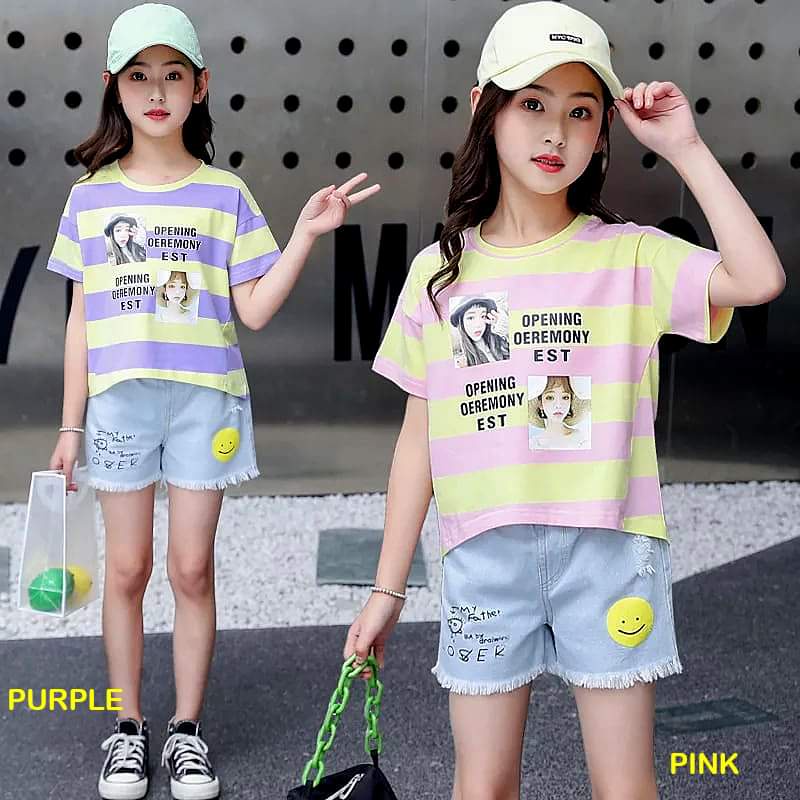 Baju Setelan Anak Perempuan Yellow Stripe