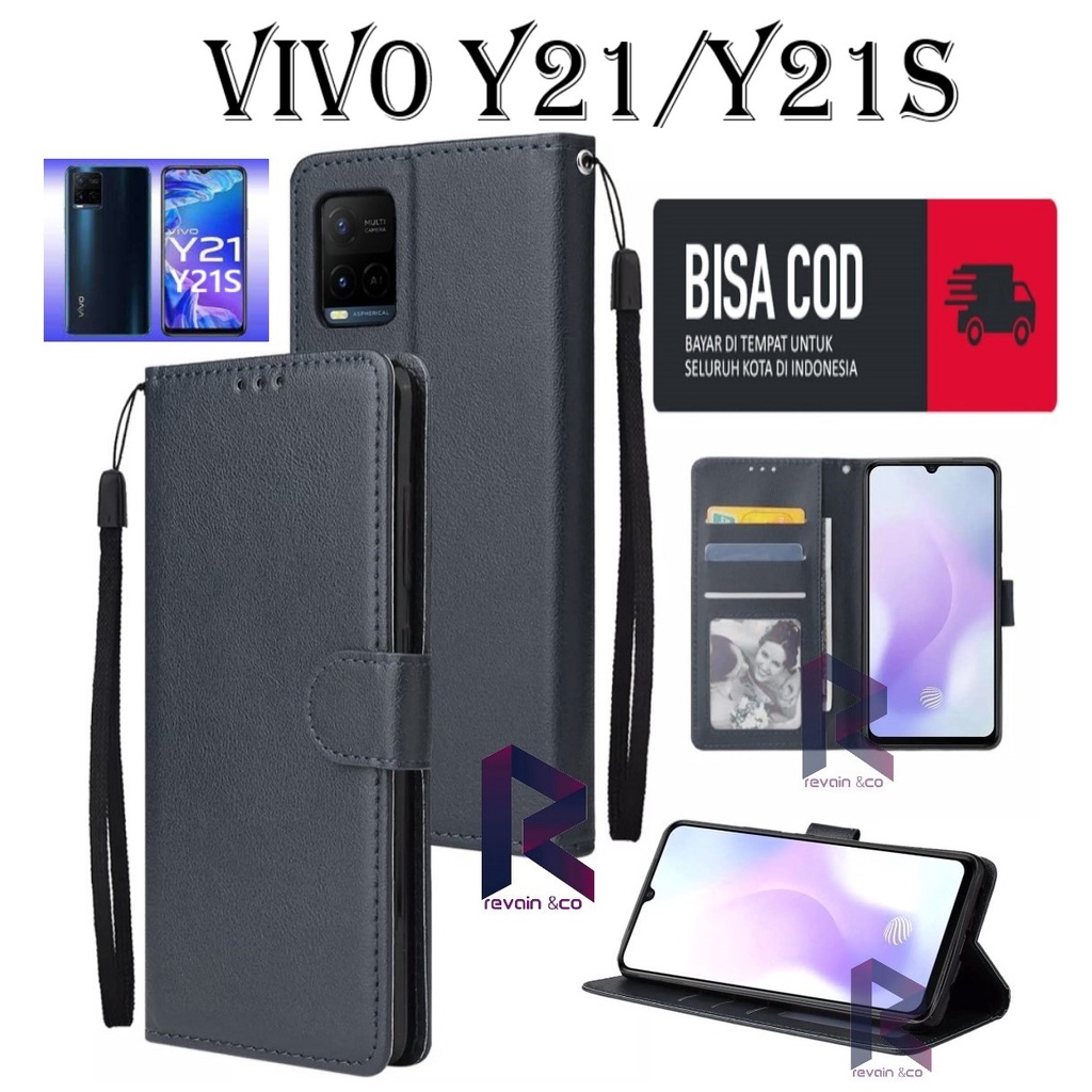 NEW VIVO Y21 Y21S CASE FLIP WALLET LEATHER KULIT PREMIUM SARUNG BUKA TUTUP FLIP CASE VIVO Y21 Y21S