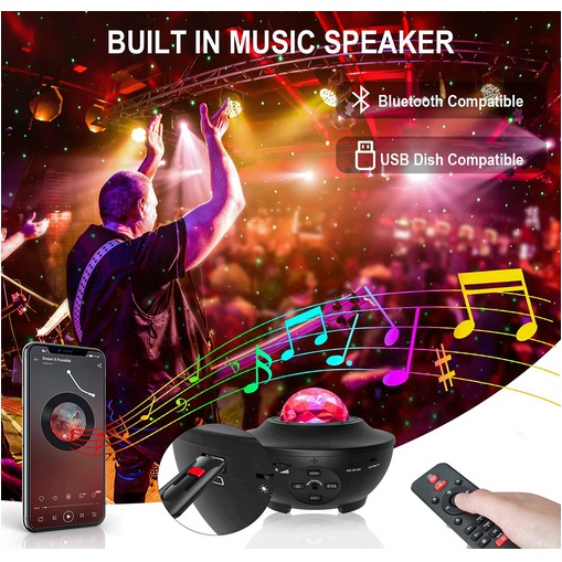 LAMPU PROYEKTOR BLUETOOTH SPEAKER LAMPU LANGIT BINTANG NEBULA LAMP