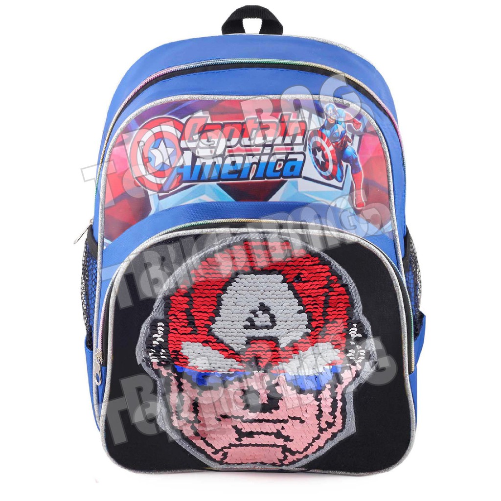 Tas Ransel Anak CAPTAIN AMERICA  - RANSEL USAP / SWIPE - HALF SWIPE - HALF WECKER + FREE BOTOL