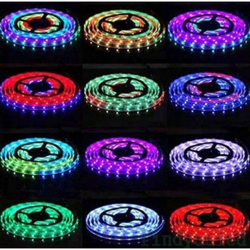 Lampu LED Stripe RGB + Remote + Adaptor + Controller Modul 1 Set Tinggal Colok